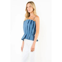THML Ember Pleated Top - Dark Blue-Hand In Pocket