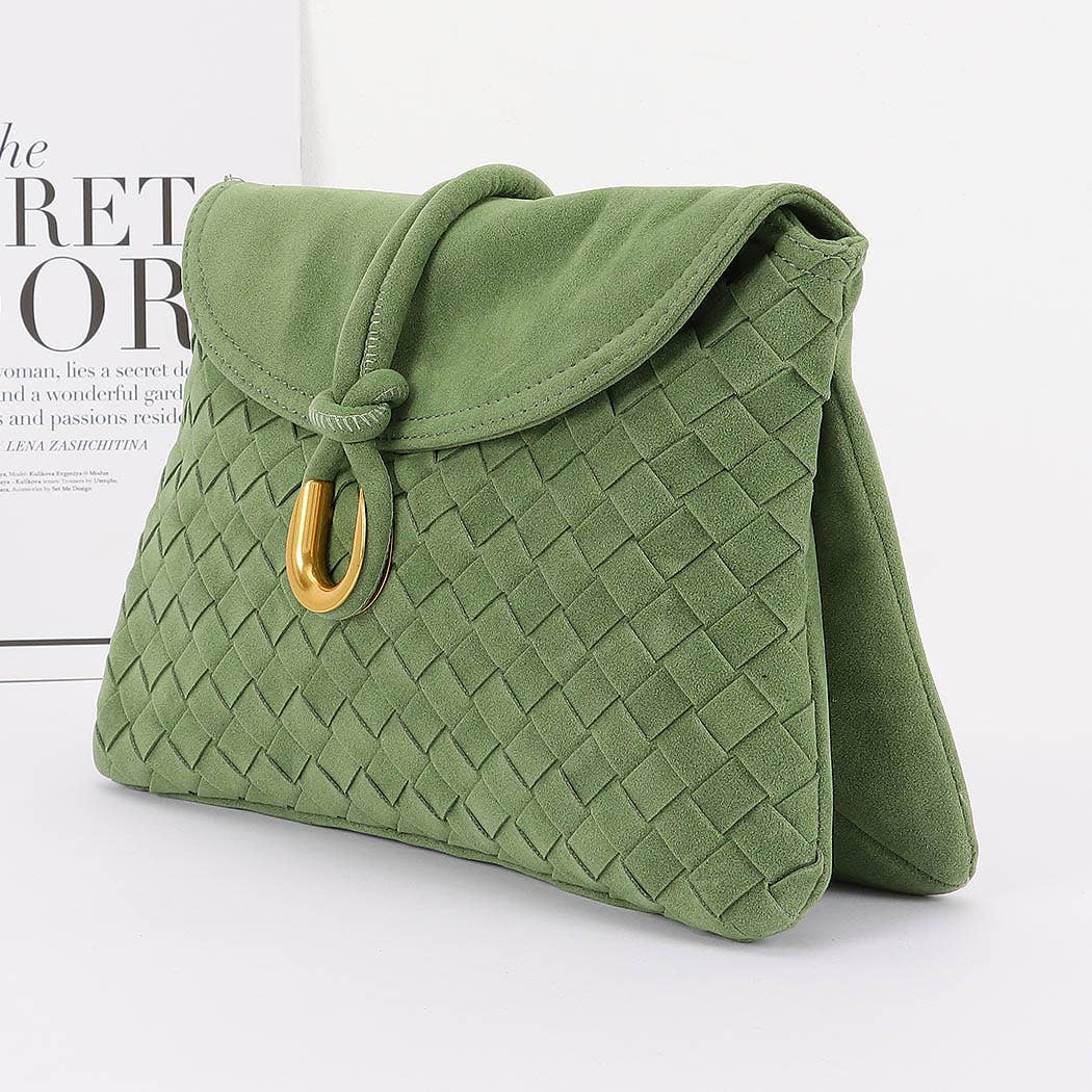 Boston Suede Crossbody bag: Green-Hand In Pocket
