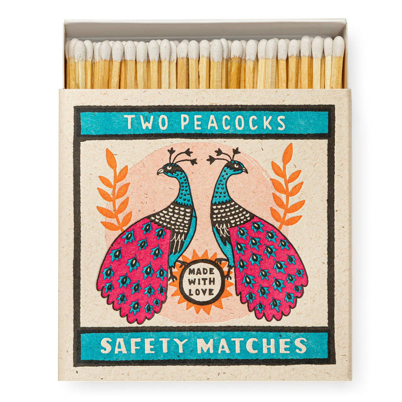 Two Peacocks | Square - Safety Matches-Hand In Pocket