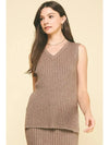 Zoe Sweater Vest- and Skirt Set- Taupe-Hand In Pocket
