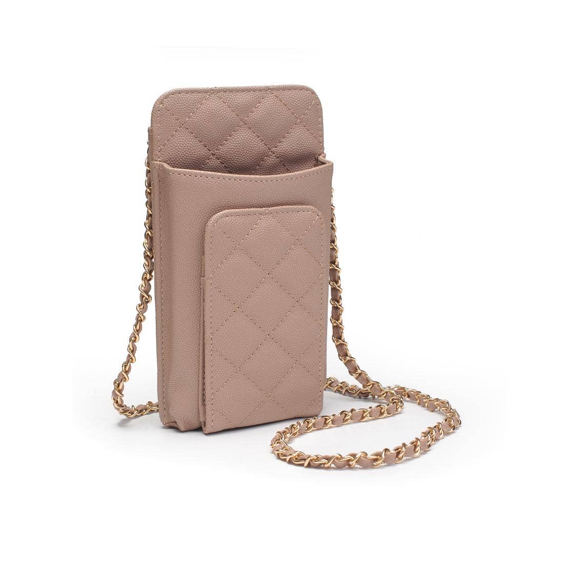 Brianna Cell Phone Crossbody: Natural-Hand In Pocket