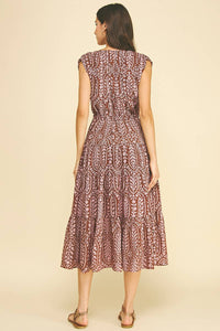 Paige Tiered Dress - Brown/Pink