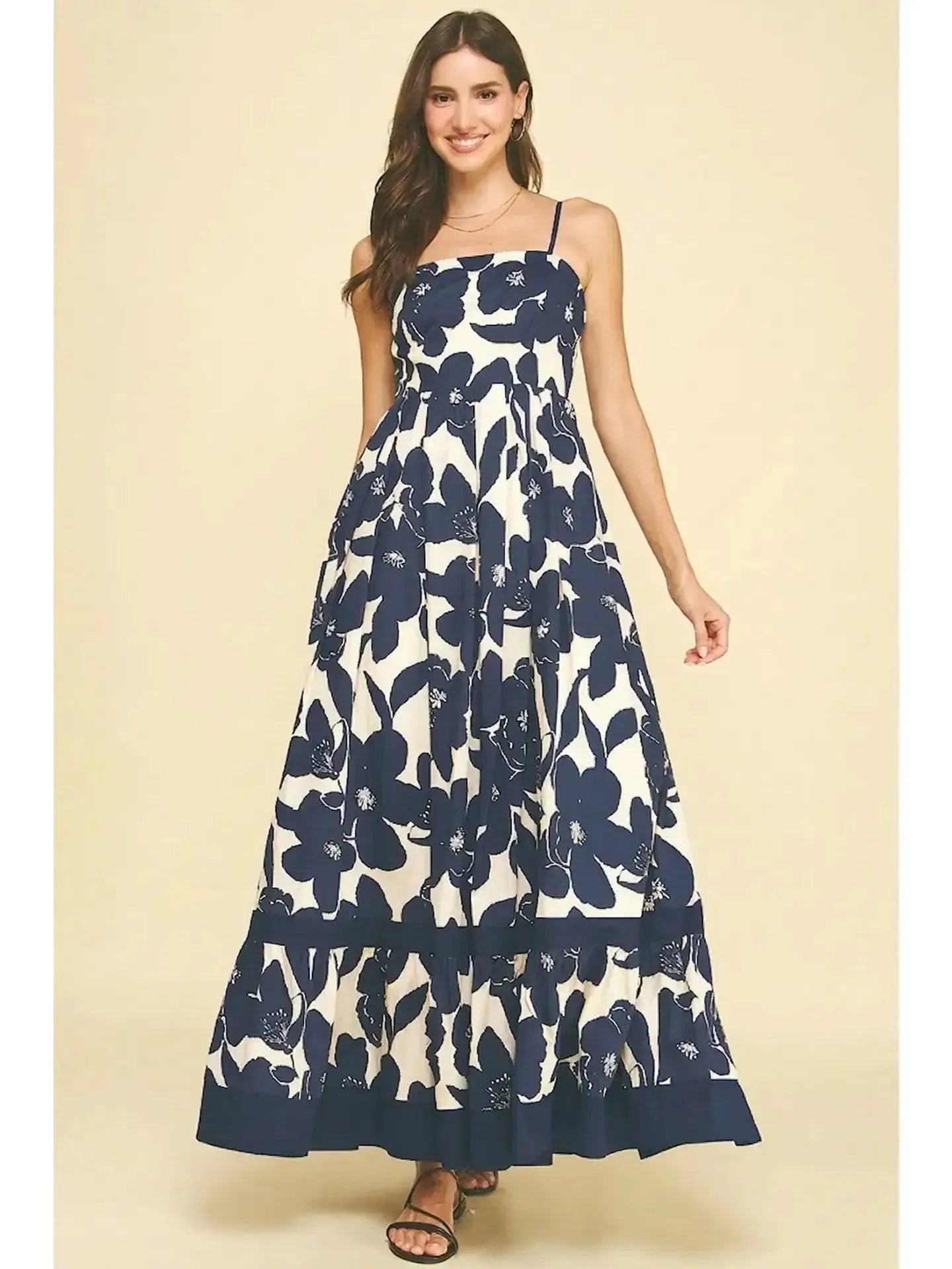 Collins Maxi Dress - Navy Floral-Hand In Pocket