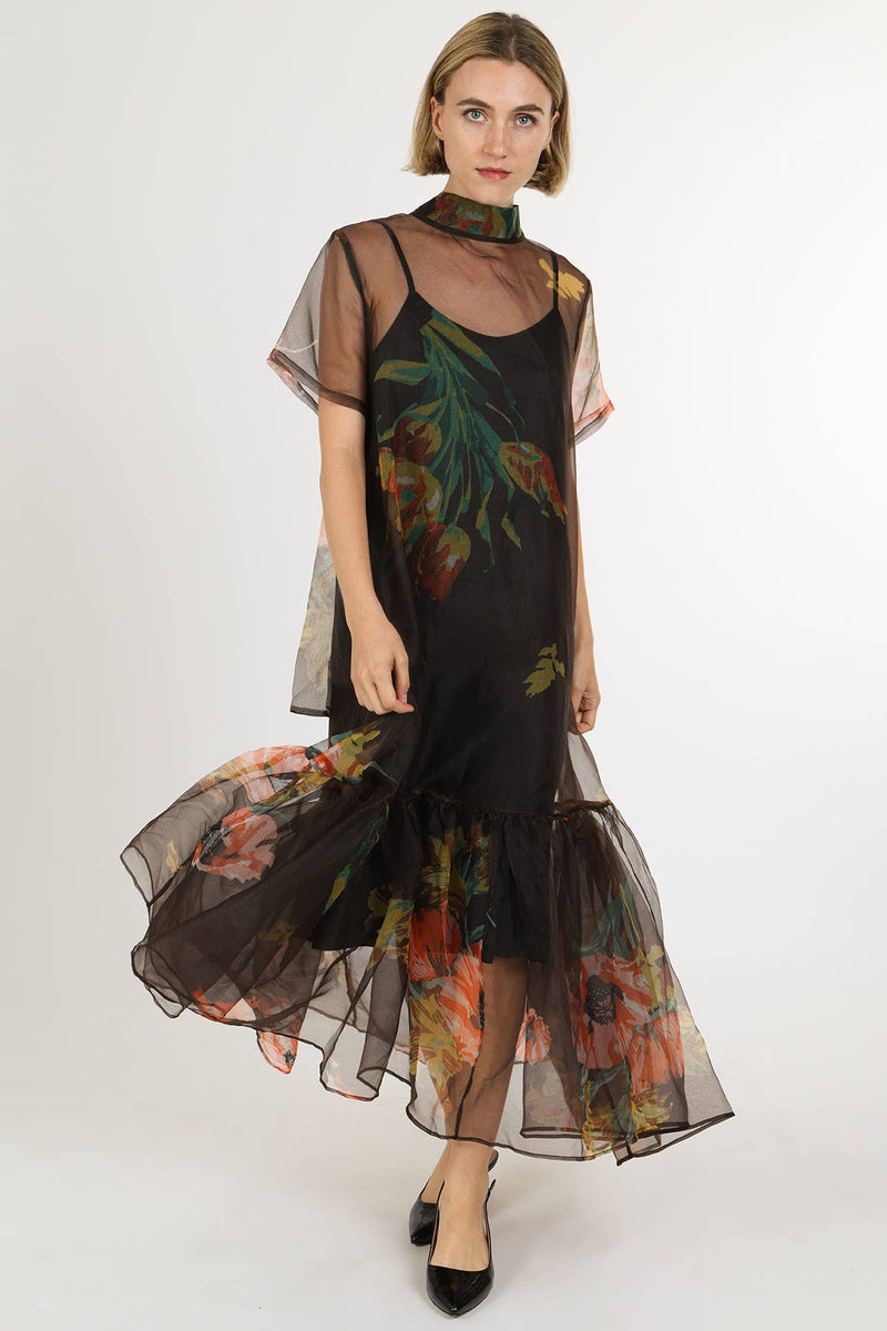 Caroleena Dress- Coffee blooms-Hand In Pocket
