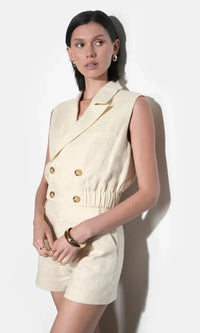 Greylin Haisley Linen Shorts - Stone-Hand In Pocket