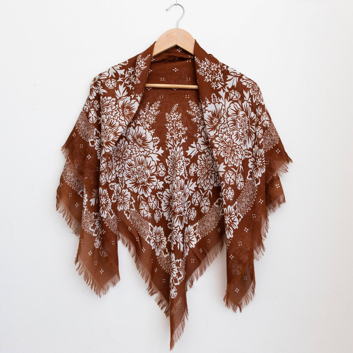 Oversize Fringe Bandana - Blossom in Cocoa-Hand In Pocket