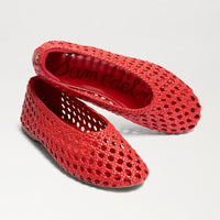 Sam Edelman Shira Woven Ballet Flat - Red Leather-Hand In Pocket