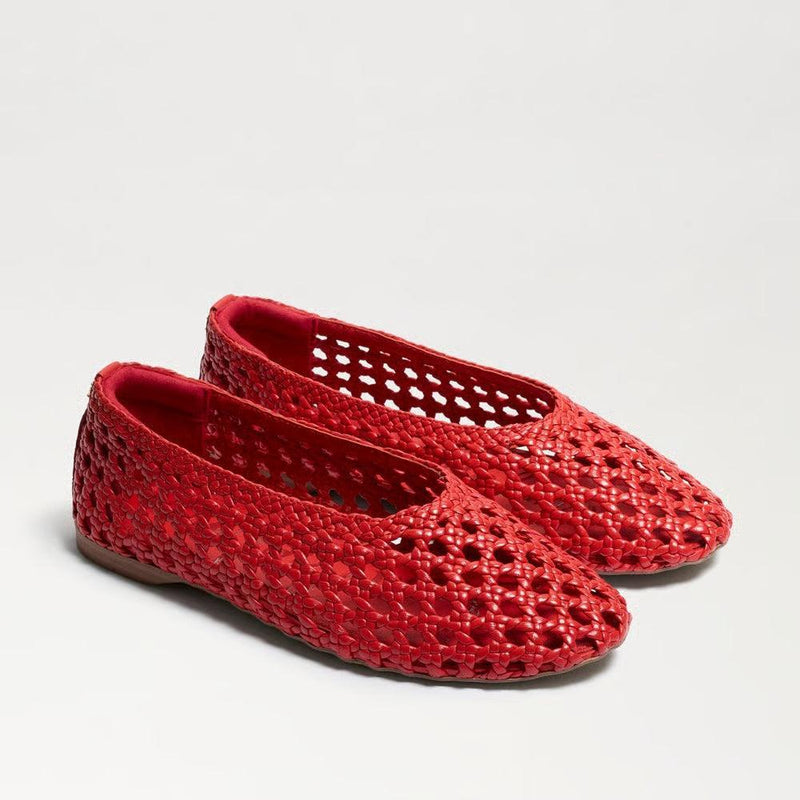Sam Edelman Shira Woven Ballet Flat - Red Leather-Hand In Pocket