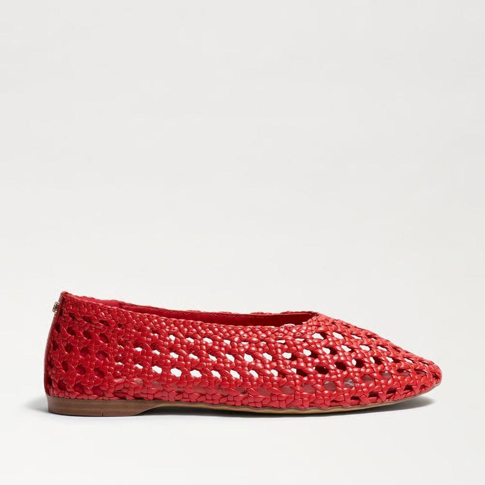 Sam Edelman Shira Woven Ballet Flat - Red Leather-Hand In Pocket