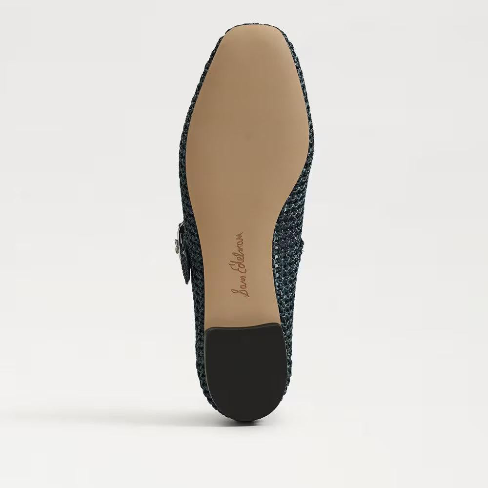 Sam Edelman Michaela Knit Mary Jane Flat- Metallic Navy-Hand In Pocket
