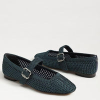 Sam Edelman Michaela Knit Mary Jane Flat- Metallic Navy-Hand In Pocket