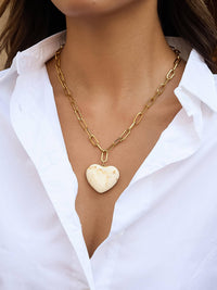 Rouelle 18K Gold Heart Chain Necklace - White-Hand In Pocket