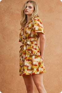 Sunburst Belted Mini Dress - Multi-Hand In Pocket