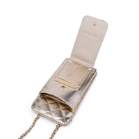 Brianna Cell Phone Crossbody - Polished Light Gold-Hand In Pocket