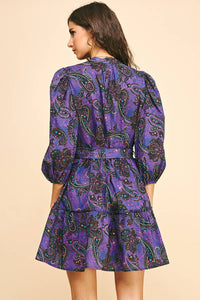 Halsey Tiered Mini Dress - Purple Multi-Hand In Pocket