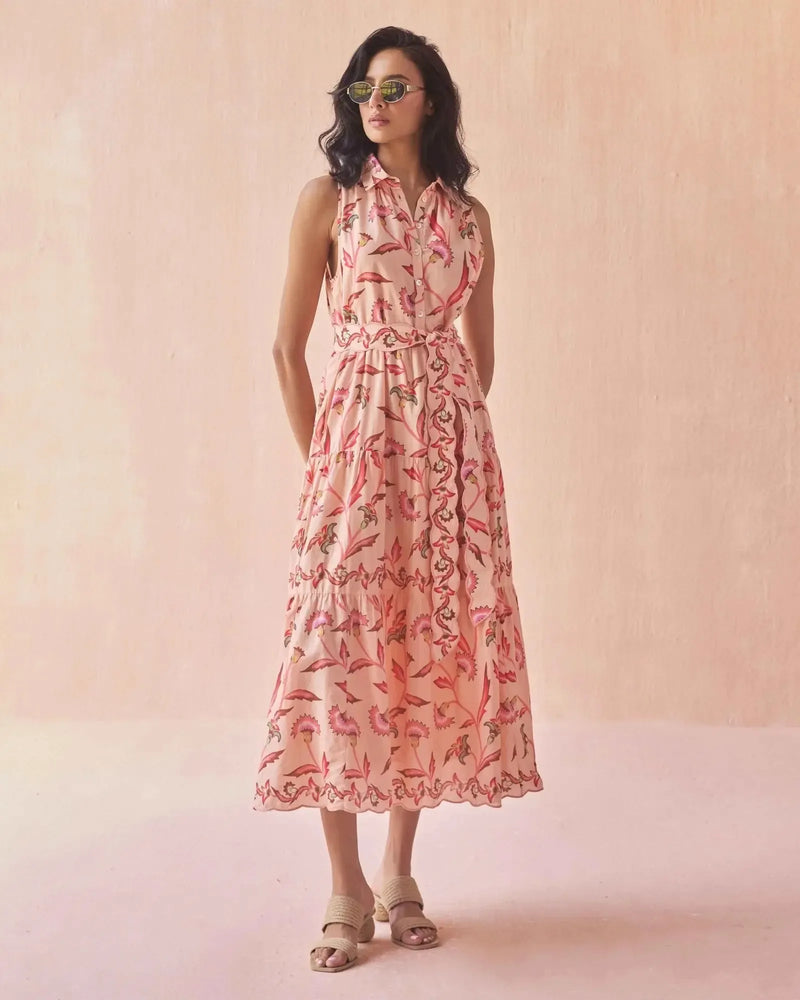 Omika Emeline Maxi Dress - Camelia Peach-Hand In Pocket