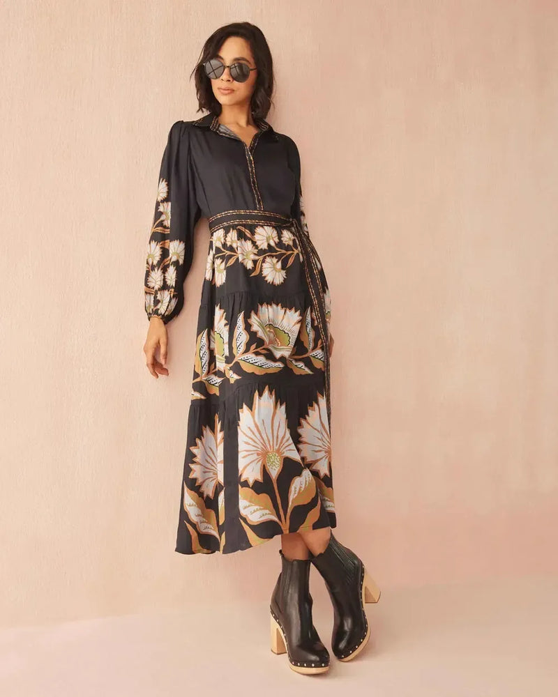 Omika Emery Maxi Dress - Mattia Obsidian-Hand In Pocket