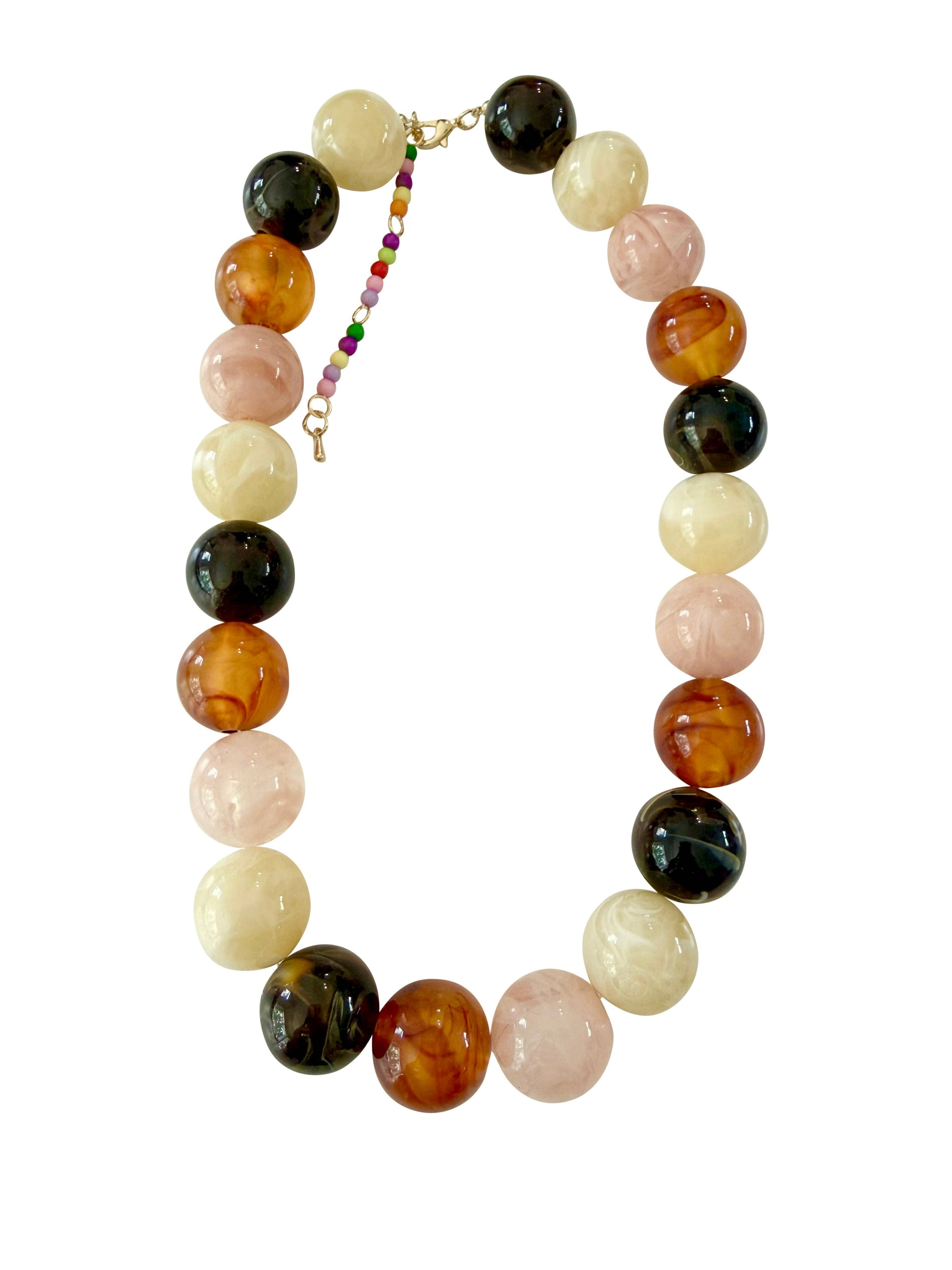 Celia Chunky Beaded Necklace - Neutral-Hand In Pocket