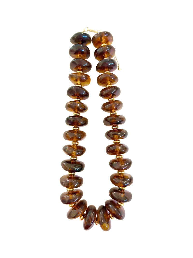 Randi Chunky Beaded Necklace- Tortoise-Hand In Pocket