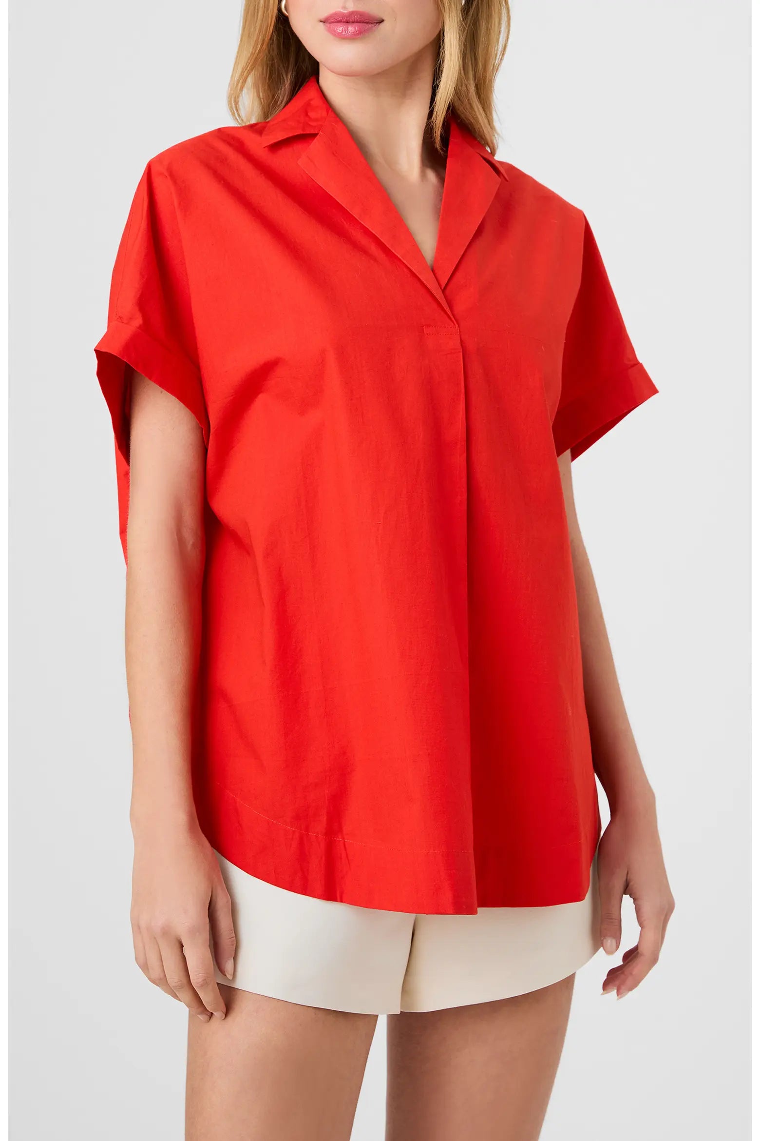 French Connection Rhodes Poplin Blouse - Candy Apple Red