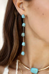 Dripping Turquoise Delicate Drop Earrings: Turquoise with 18k Gold Plating / One Size-Hand In Pocket