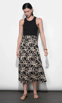 Greylin Sailor Pleat Midi Skirt - Black-Hand In Pocket