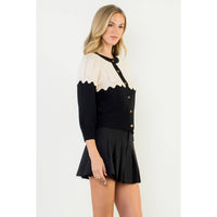 THML Corinne Contrast Yoke Knit Cardigan - Black-Hand In Pocket