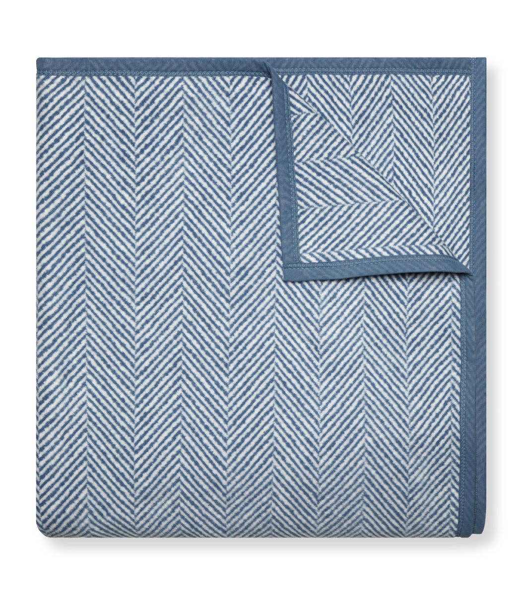 Harborview Herringbone Cornflower Blanket: Original-Hand In Pocket