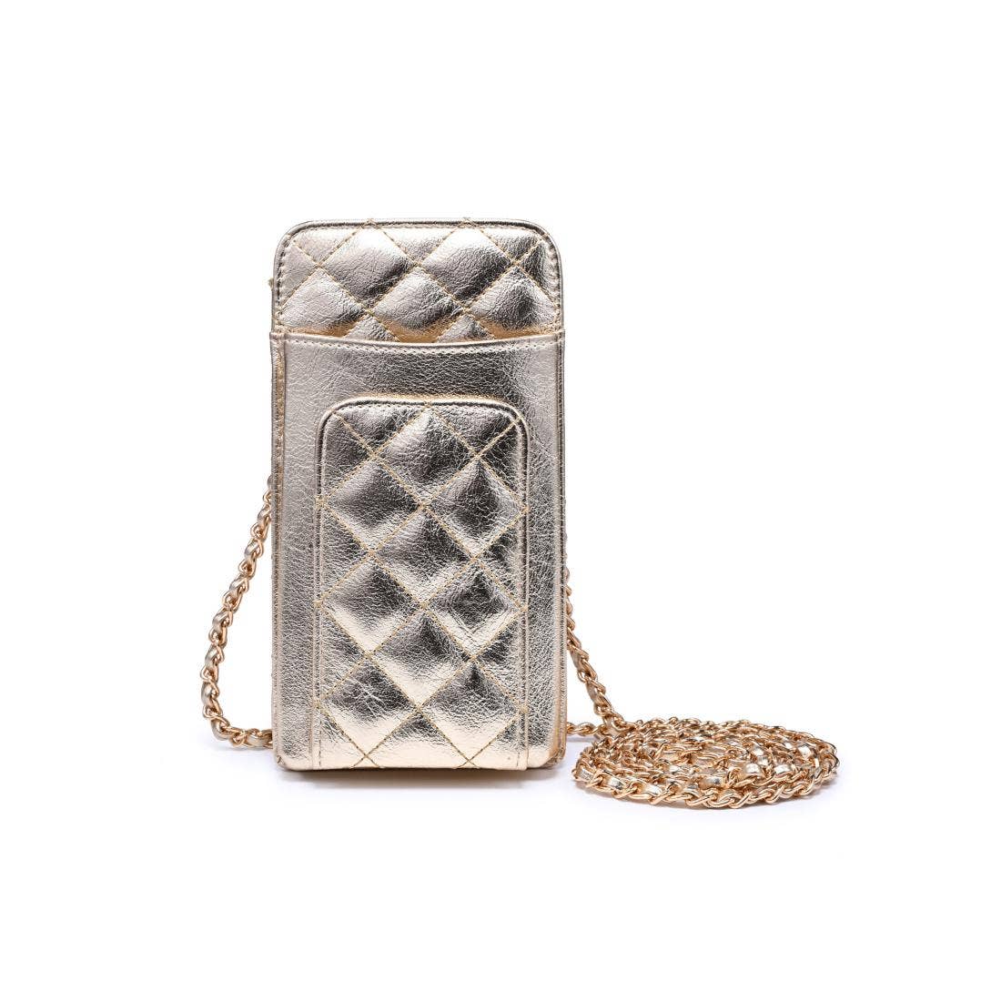 Brianna Cell Phone Crossbody - Polished Light Gold-Hand In Pocket