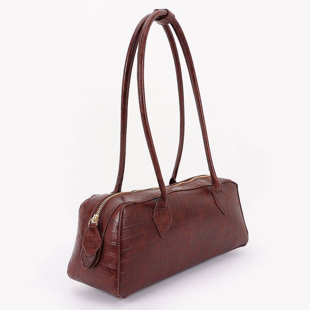 Croc Embossed Barrel Bag-Hand In Pocket