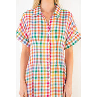 THML Ariel Button Down Midi Dress - Orange-Hand In Pocket
