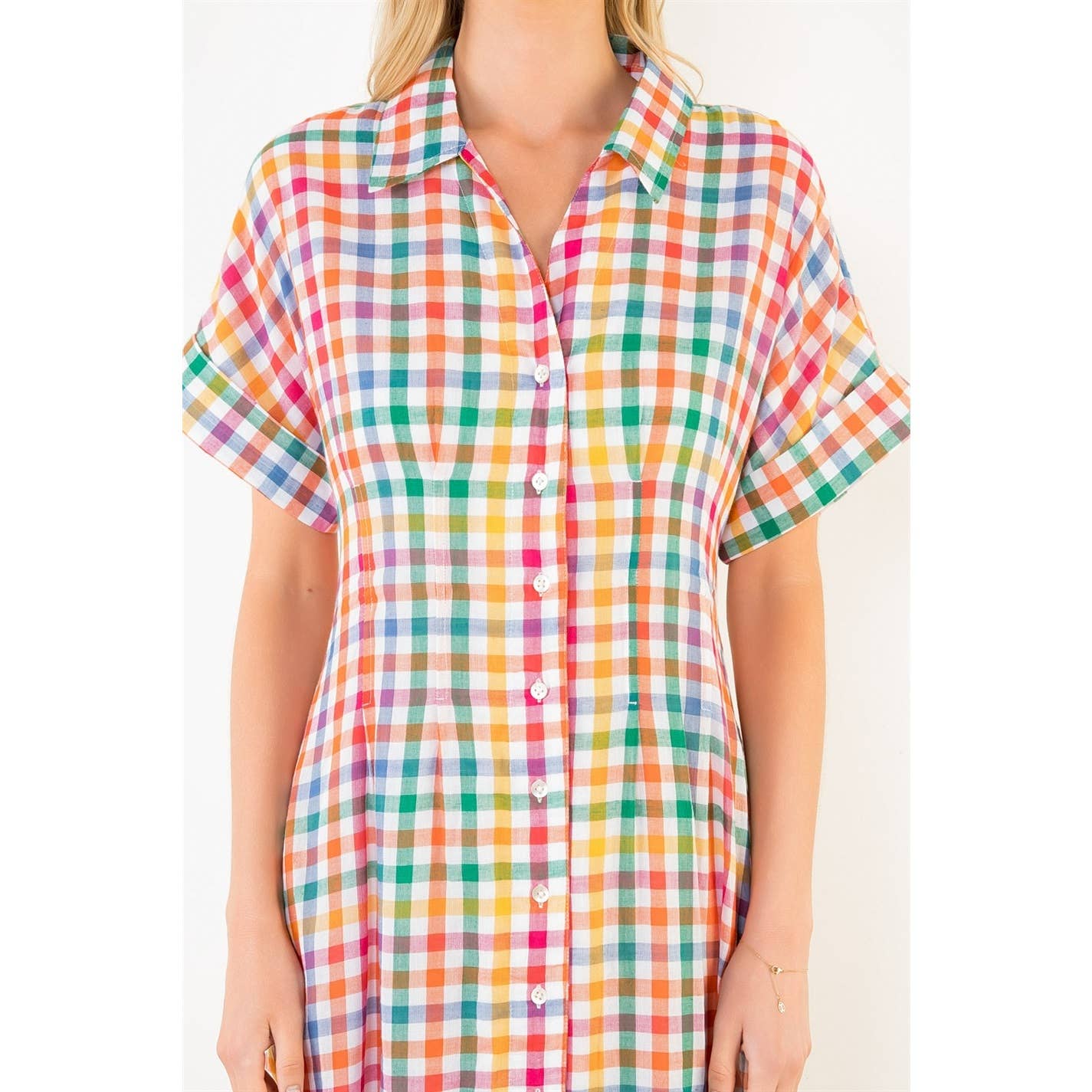 THML Ariel Button Down Midi Dress - Orange-Hand In Pocket