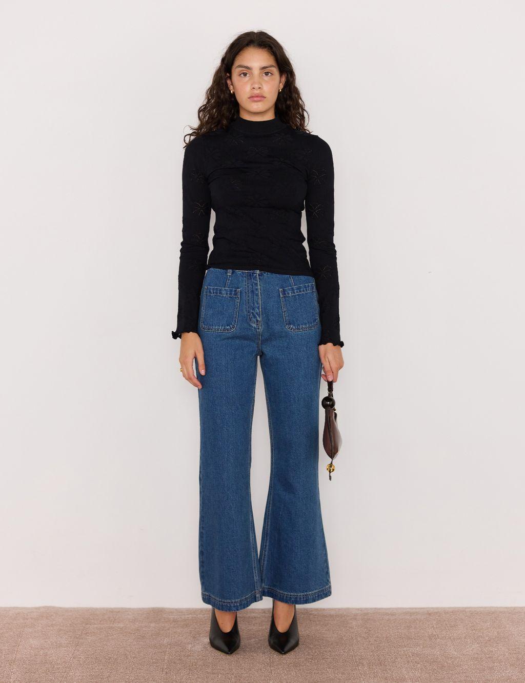 MINKPINK Kenni Pointelle Knit - Black-Hand In Pocket