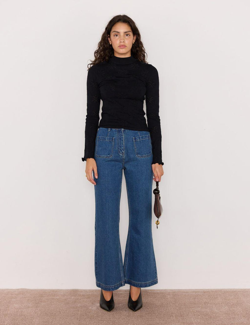 MINKPINK Kenni Pointelle Knit - Black-Hand In Pocket