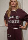 Favorite Daughter Collegiate Sweatshirt- Burgundy Garden-Hand In Pocket