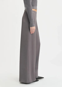 Favorite Daughter Effortless Wide Leg Pant-Grey Shadow-Hand In Pocket