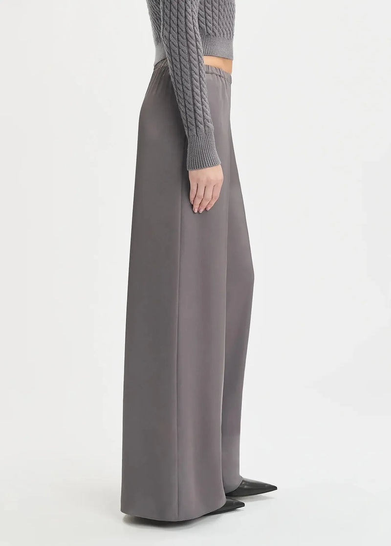 Favorite Daughter Effortless Wide Leg Pant-Grey Shadow-Hand In Pocket
