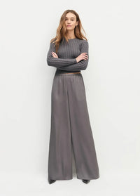 Favorite Daughter Effortless Wide Leg Pant-Grey Shadow-Hand In Pocket