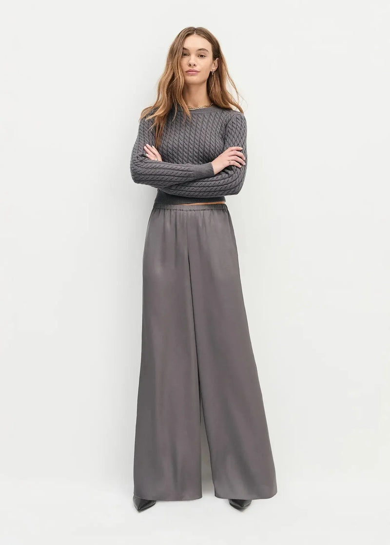 Favorite Daughter Effortless Wide Leg Pant-Grey Shadow-Hand In Pocket