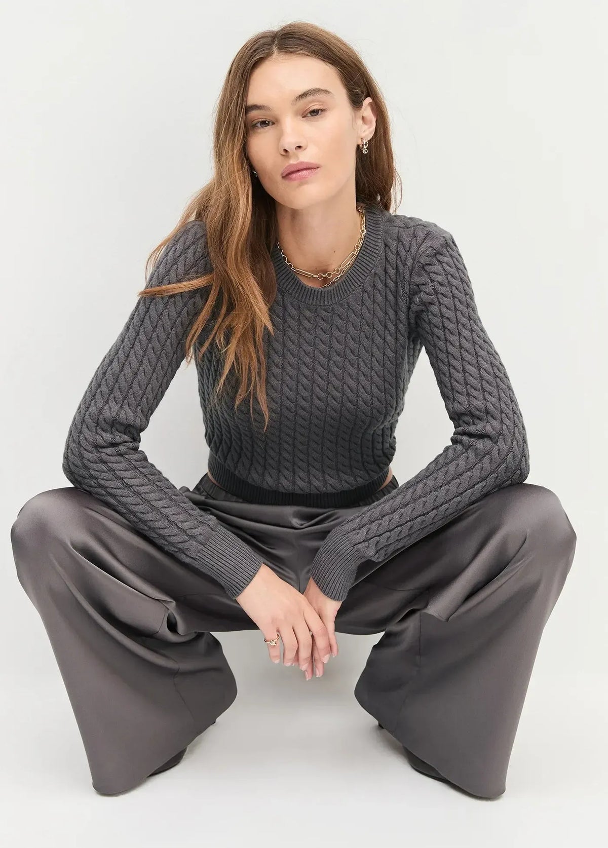 Favorite Daughter Effortless Wide Leg Pant-Grey Shadow-Hand In Pocket