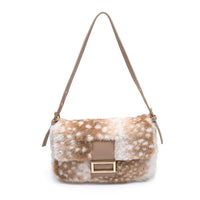 Beverly Faux Fur Crossbody: Fawn Natural-Hand In Pocket