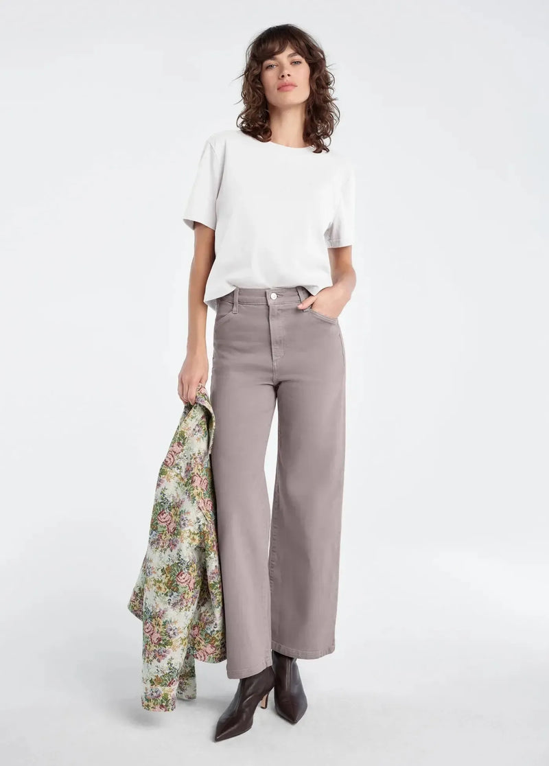 Favorite Daughter Mischa Wideleg Pant- Taupe-Hand In Pocket