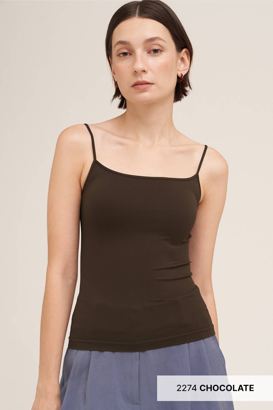 Short Length Seamless Camisole: Chocolate