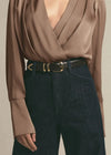 Favorite Daughter The Jordon Belt - Dk Brown/ Gold-Hand In Pocket