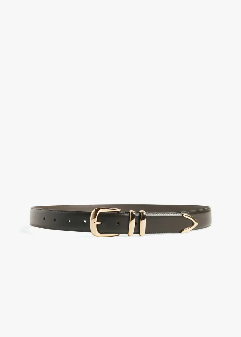 Favorite Daughter The Jordon Belt - Dk Brown/ Gold-Hand In Pocket