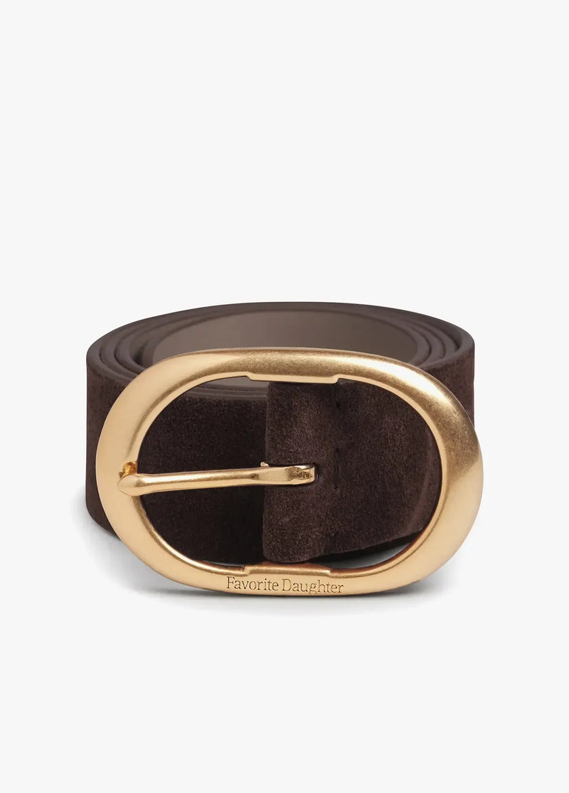 Favorite Daughter The Suede Jean Belt - Chocolate-Hand In Pocket