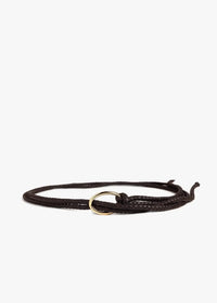 Favorite Daughter The Woven Knot Belt - Dk Brown/Polished-Hand In Pocket