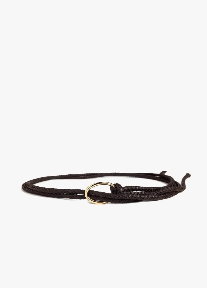 Favorite Daughter The Woven Knot Belt - Dk Brown/Polished-Hand In Pocket