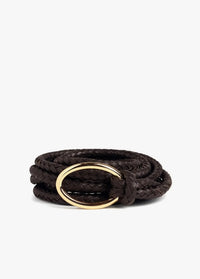 Favorite Daughter The Woven Knot Belt - Dk Brown/Polished-Hand In Pocket