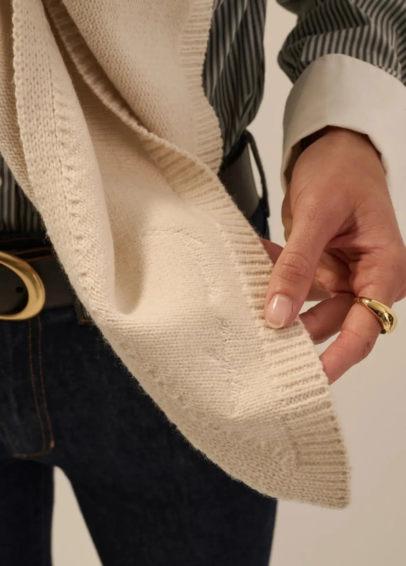 Favorite Daughter The Oversized Triangle Scarf - Ivory-Hand In Pocket